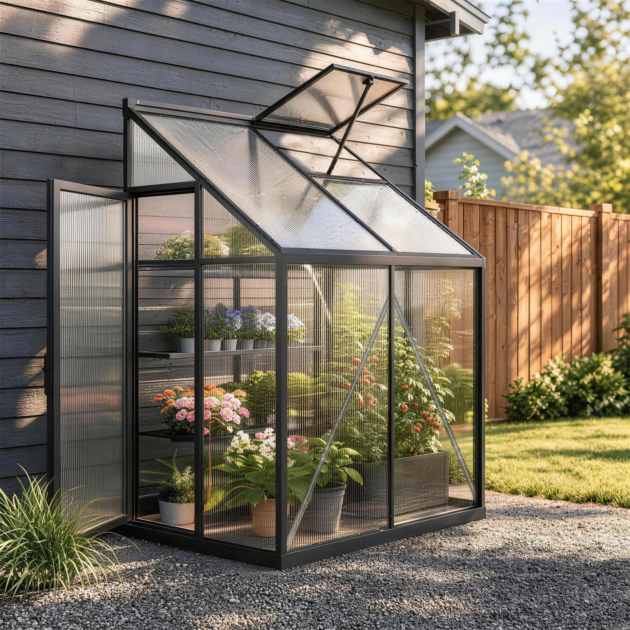 FIVMEN Aluminium Gewächshaus Klein mit 1 Dachfenster 185x110x195 cm