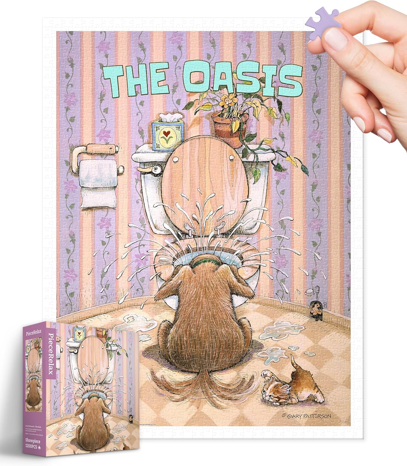 PieceRelax Plastic Jigsaw Puzzles for Adults 1200 Pieces - Gary Patterson - The Oasis Most Satisfying Table Games and Gifts No Puzzle Mat Required [H3466]