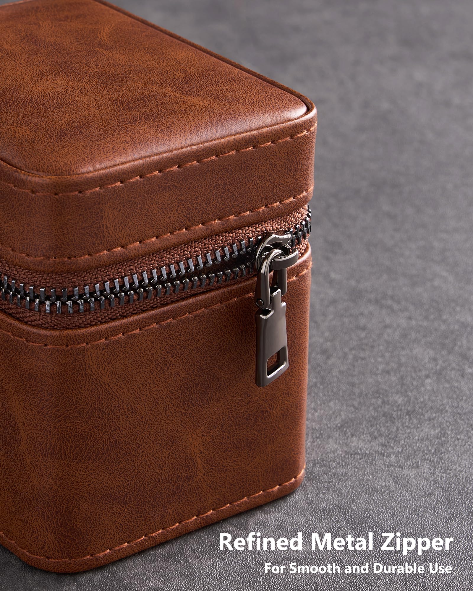 ProCase Estuche de Viaje para 1 Relojes, Caja para Relojes con Funda de PU Cuero y Acolchado Suave, Estuche Compacto para Relojes de Lujo y Smartwatches de Hasta 55 mm –Marrón