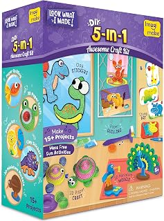 Imagimake 5-in-1 Awesome Craft Kit | Includes 15+ Projects | Crafts for Kids Ages 4-8 | 5 to 7 Year Old Girl Birthday Gifts | Arts and Crafts for Kids Ages 6-8 | 6 Year Old Girl Birthday Gift