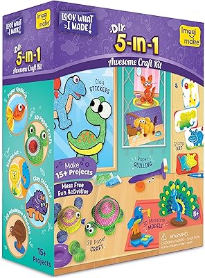 Imagimake 5-in-1 Awesome Craft Kit | Includes 15+ Projects | Crafts for Kids Ages 4-8 | 5 to 7 Year Old Girl Birthday Gift...