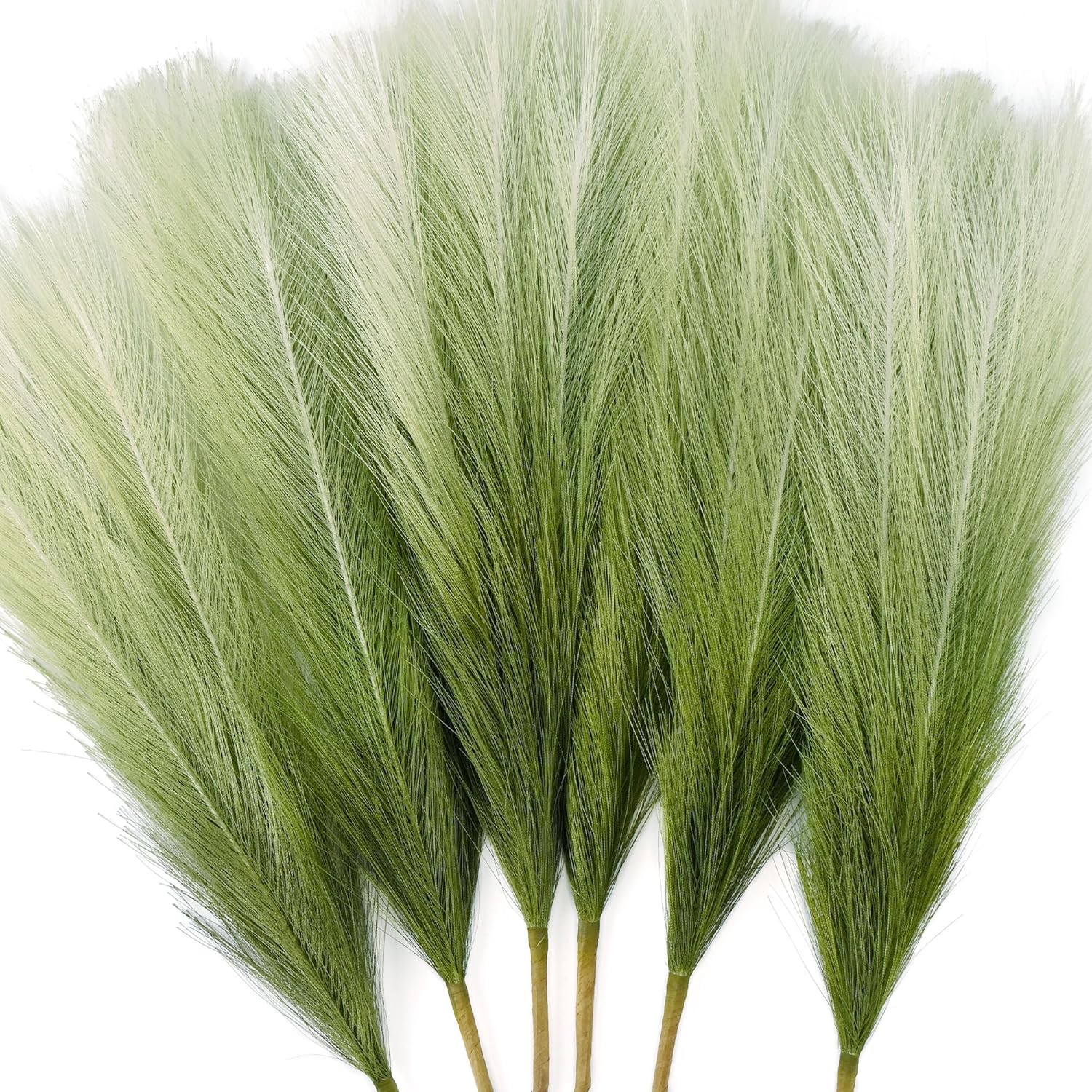 6 PCS Faux Pampas Grass Arrangement - 18"/45cm Artificial Fluffy Pompous Grass Stems for Boho Chic Home and Wedding Decor (Sage Green Gradient) B1- Sage Green Gradient
