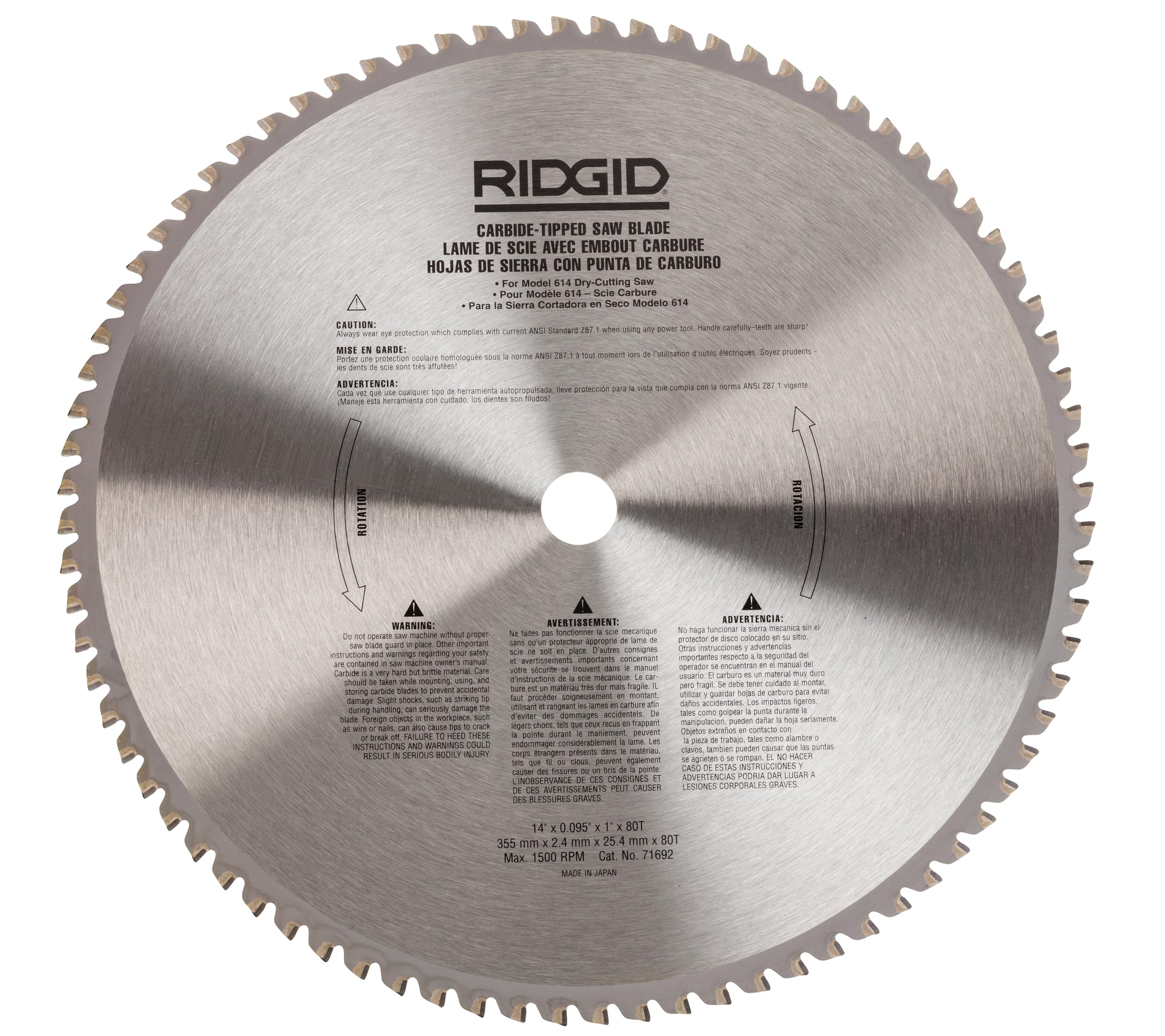 Ridgid 71692 35,5 cm węglik spiekany 80 ostrzy do suchej cięcia piły