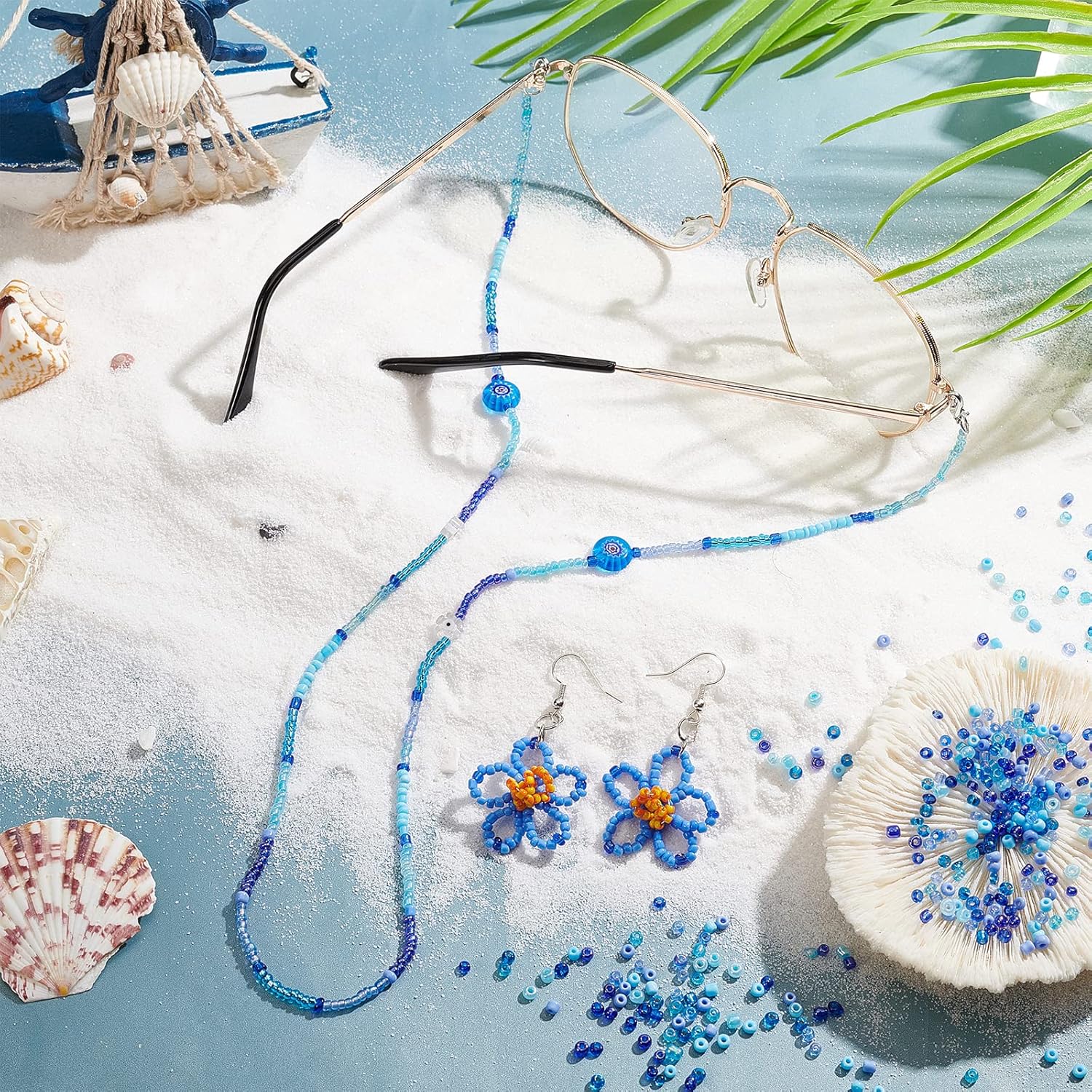 PH PandaHall 3600pcs 3mm Seed Beads, 8/0 Blue Waist Beads 8 Colors Ocean Sea Blue Friendship Craft Beads Small Pony Bead Mini Spacer Bead for Friendship Bracelet Making Summer Seaside Beading Weaving - Image 3