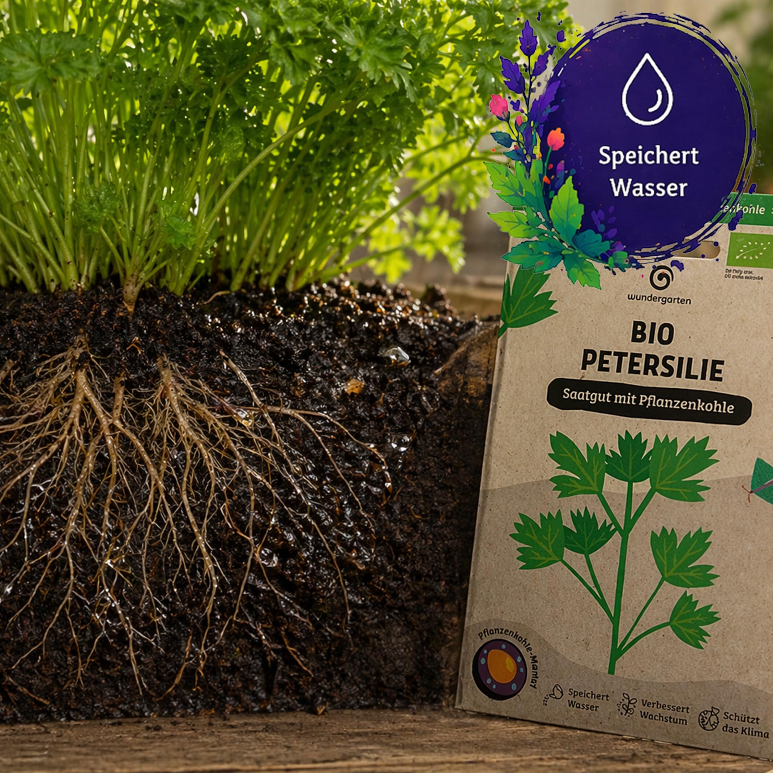 20x Bio Petersilie Saatgut Einfache Schnitt – Wundergarten – Mit Pflanzenkohle-Mantel – Hohe Keimrate & aromatische Kräuter – Für Garten, Hochbeet & Balkon
