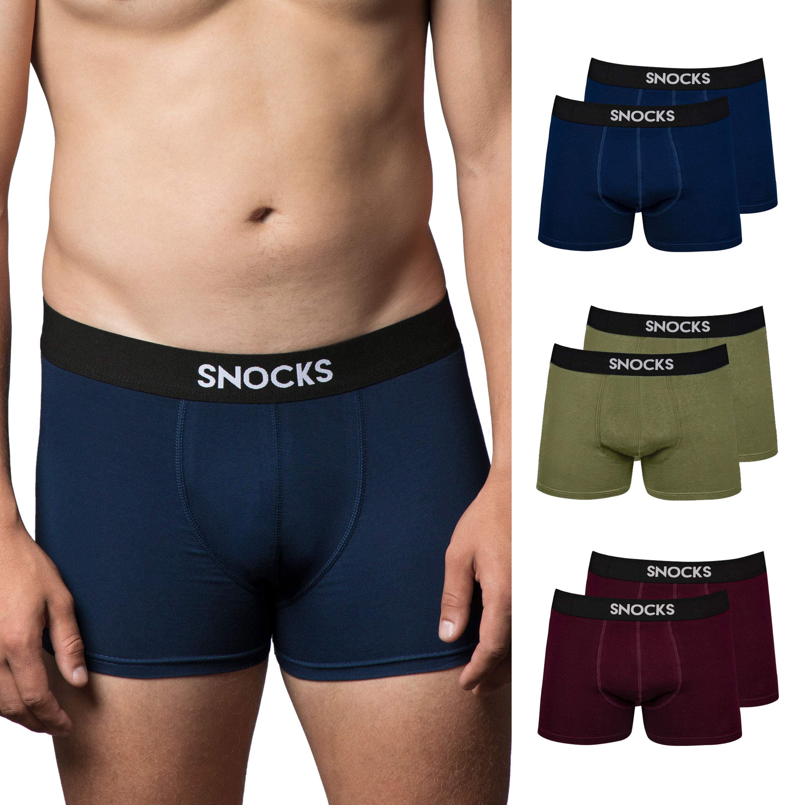 Snocks Pacco 6 Boxer Uomo Cotone Bio Elasticizzato - Mutande Uomo Senza Etichette Irritanti - Boxer Pack Taglia S-4XL