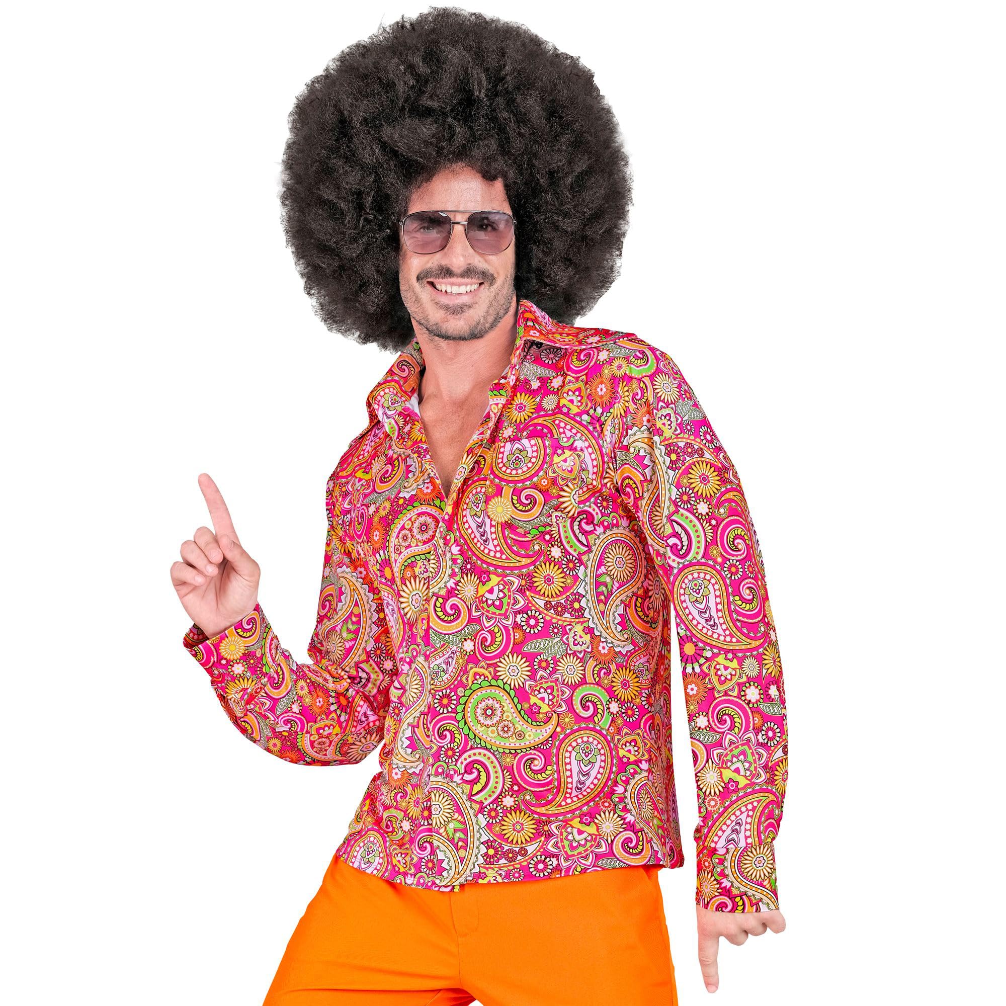 Widmann 60s Shirt for Men, Hippie, Reggae, Flower Power, Disco Fever, Schlagermove