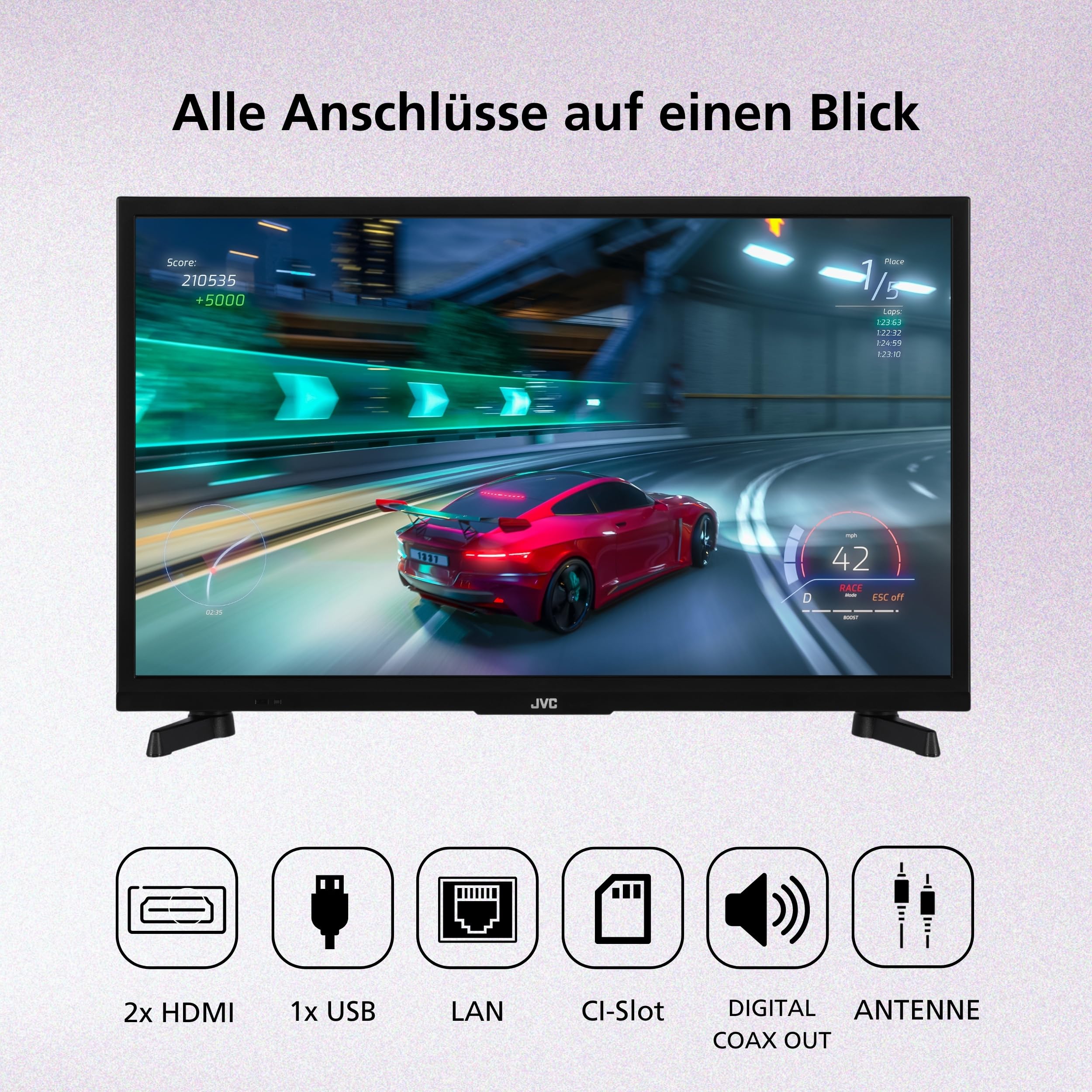 JVC TV Fire TV HD Ready Smart TV HDR con controllo vocale Alexa e triplo sintonizzatore, LED TV LT-24VRH3555 (2026)