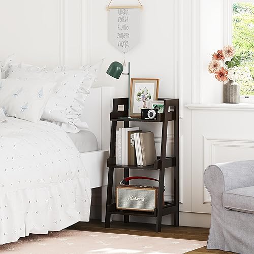 Miniatura 28 de UTEX Estante de escalera de 4 niveles, estante de baño independiente, unidad de estantería de madera abierta de 4 estantes, estante de escalera