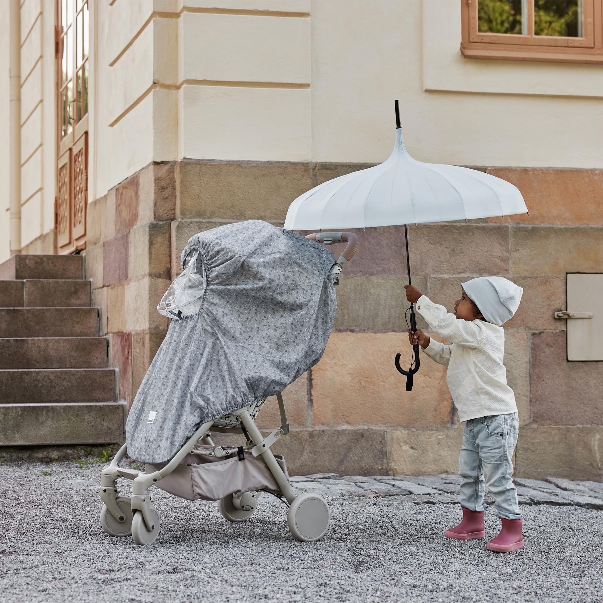 Elodie Details Habillage Pluie Poussette Universel – Protection Vent avec Fenêtre Tempête, Fenêtre Visibilité, Poche Rangement, Circulation Air, sans PVC, Compact, Buggy 100x105 cm, Free Bird