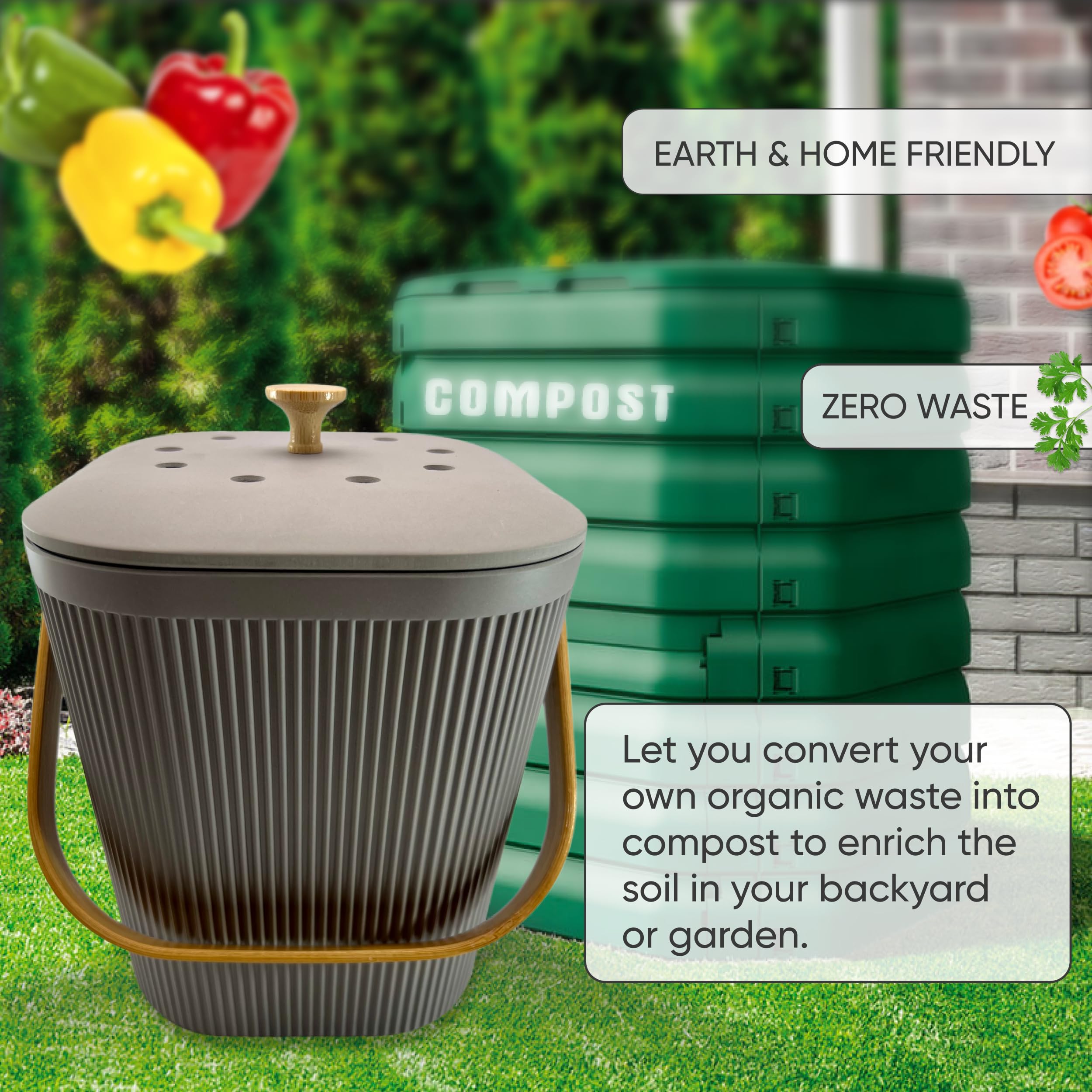Poubelle Compost De Comptoir - 2 Niveaux - Pratique Pour Déchets Cuisine - Sans Odeur