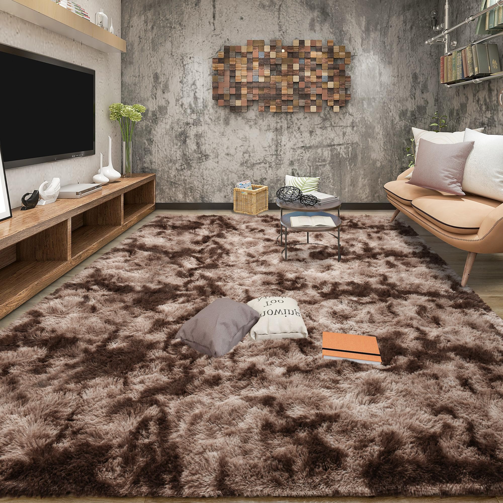 Tepook Fluffy Large Rugs for Living Room, Area Rug 6x9 Soft Carpet for Bedroom, Modern Shaggy Rug for Kids Boys Girls, Plush Indoor Nursery Home Decor