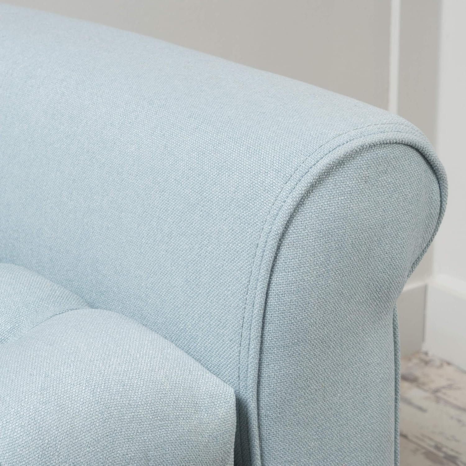 Christopher Knight Home Keiko Fabric Armed Storage Bench, Light Sky