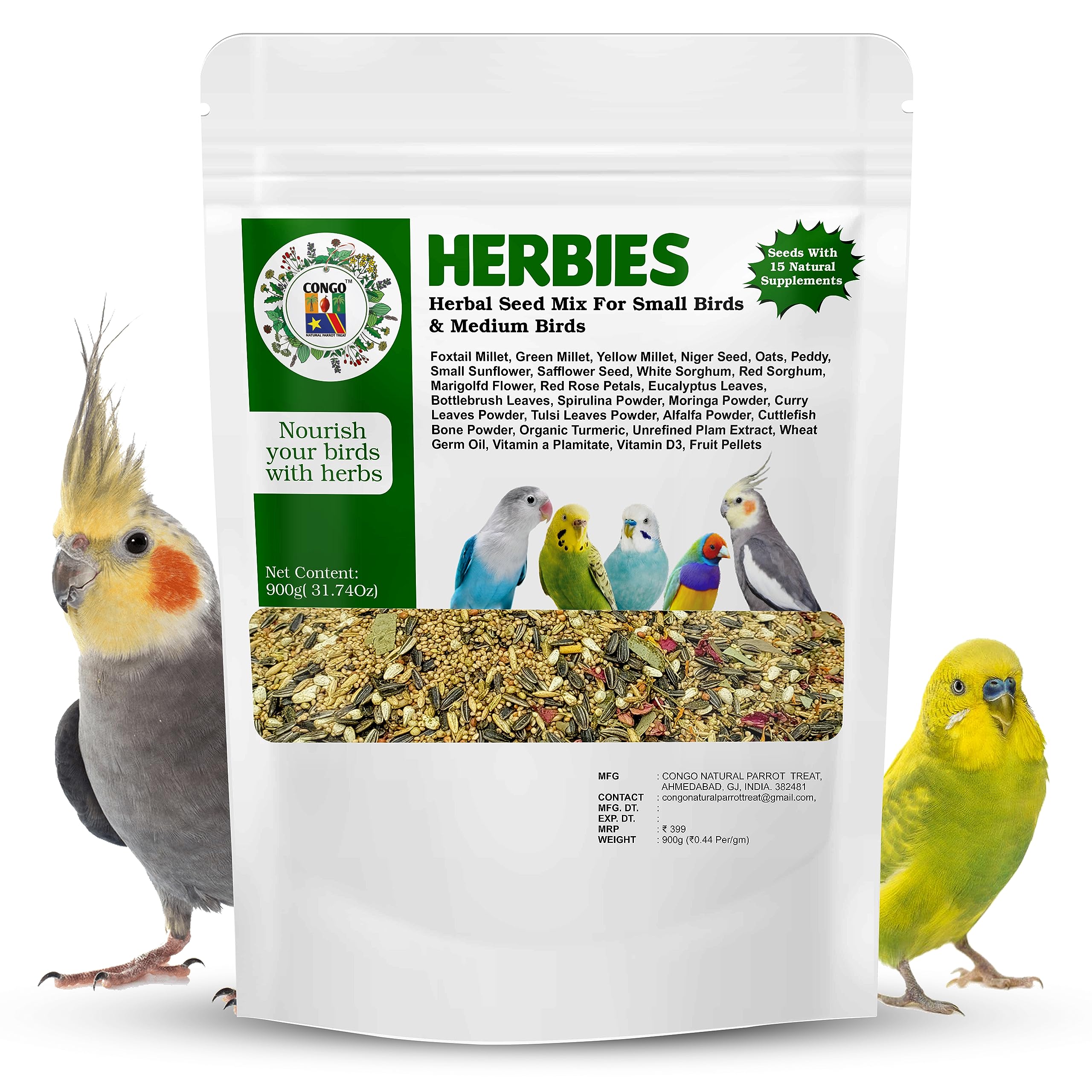 CONGO - NATURAL PARROT TREAT 900Gm Herbies Herbal Seed Mix For Finch, Budgies, Lovebirds, Cockatiels, And Other Small Birds | Food For Budgies, 900Gm (B0CD7P9KMF) Amazon Price History, Amazon Price Tracker