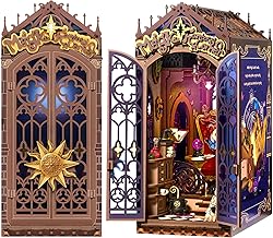 Rolife Book Nook Kit for Adults DIY Miniature Kit with Lights Magic Fantasy Corner Booknook Model Kits for Adults to Build 3D Wooden Puzzle for Desk Library Bookshelf Decoration