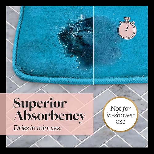 Miniatura 5 de Genteele - Tapetes de baño antideslizantes, color mar Caribe, 20 x 32 pulgadas y de secado rápido, alfombras de espuma viscoelástica