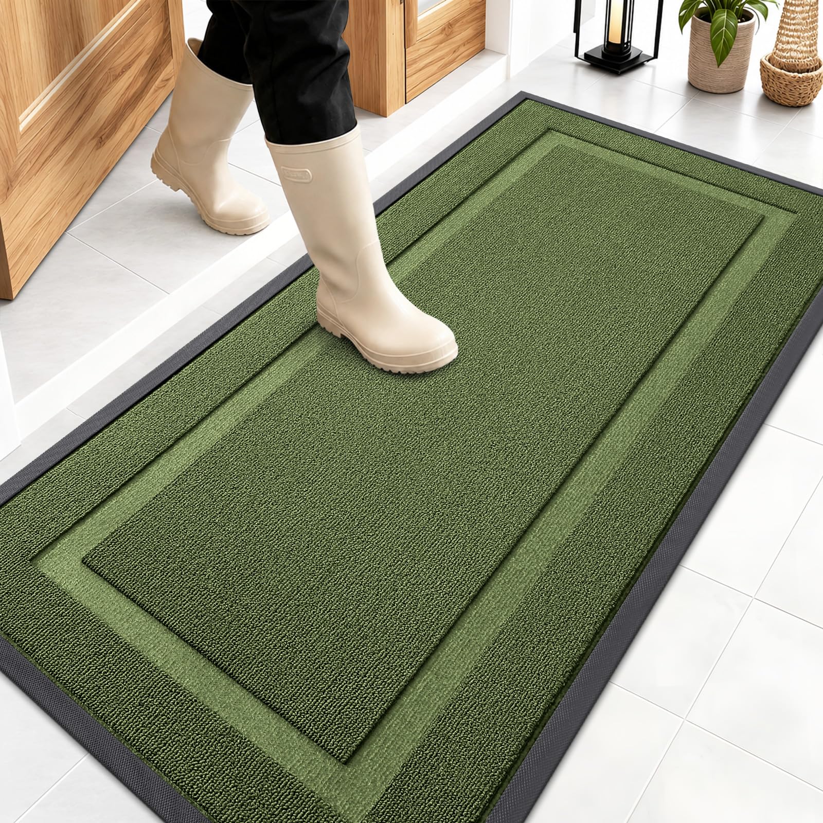 OLANLY Front Door Mat Outside 47x23, All-Season Heavy-Duty Rubber Doormat