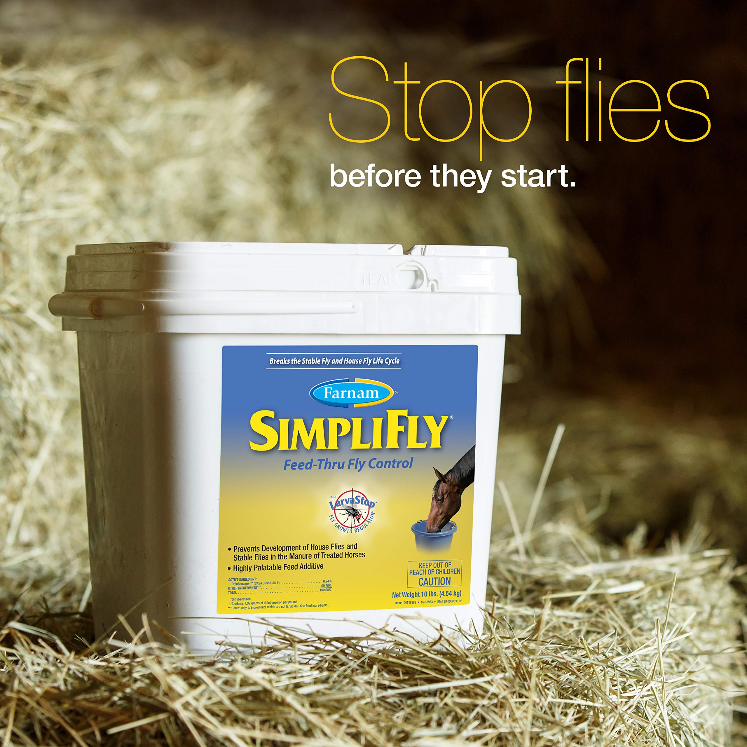 Farnam SimpliFly Feed Through Fly Control for Horses, Breaks the Fly