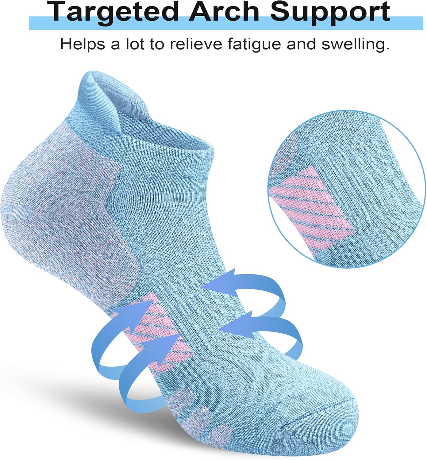 Ankle Socks Women Anti-blister Breathable Running Athletic Cushioned Socks 3/6 Pairs - Image 3