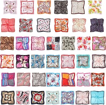 Handepo 40 Pieces Women Head Silk Scarf Pack, Scarves Bulk