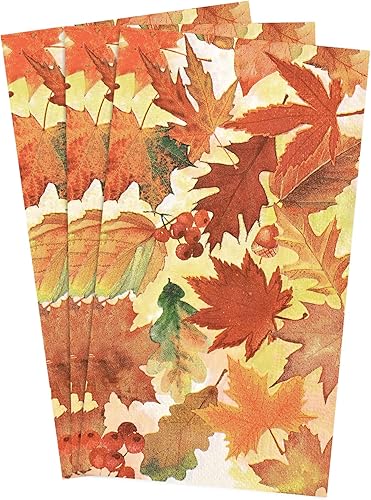 NatuBeau 100 servilletas de Acción de Gracias, 3 capas, servilletas de papel de otoño para baño, hojas de arce, servilletas de cena para el hogar,