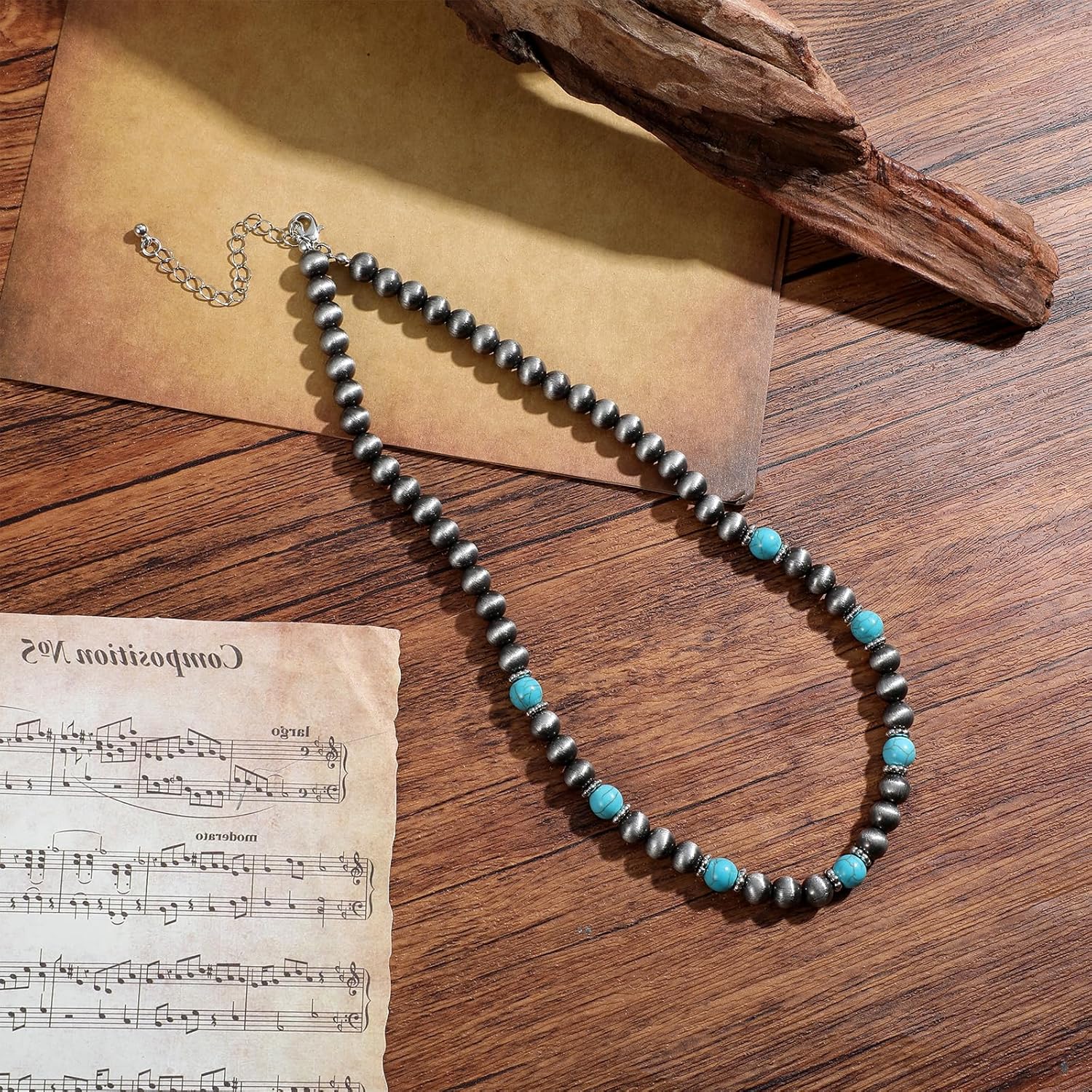 Western Jewelry Navajo Pearl Necklace for Women, Boho Vintage Beaded Necklace Country Cowgirl Outfits Pendant Necklaces Turquoise Necklaces for Women - Image 7