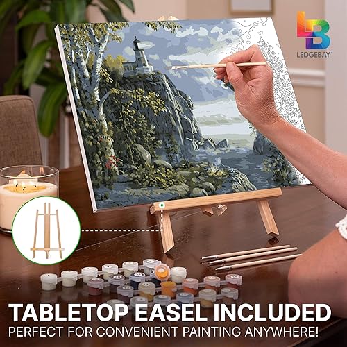 Miniatura 7 de Ledgebay - Pintura por número para adultos  Kits de pintura por números, pintura sin arrugas por números para adultos principiantes, 12 x 16