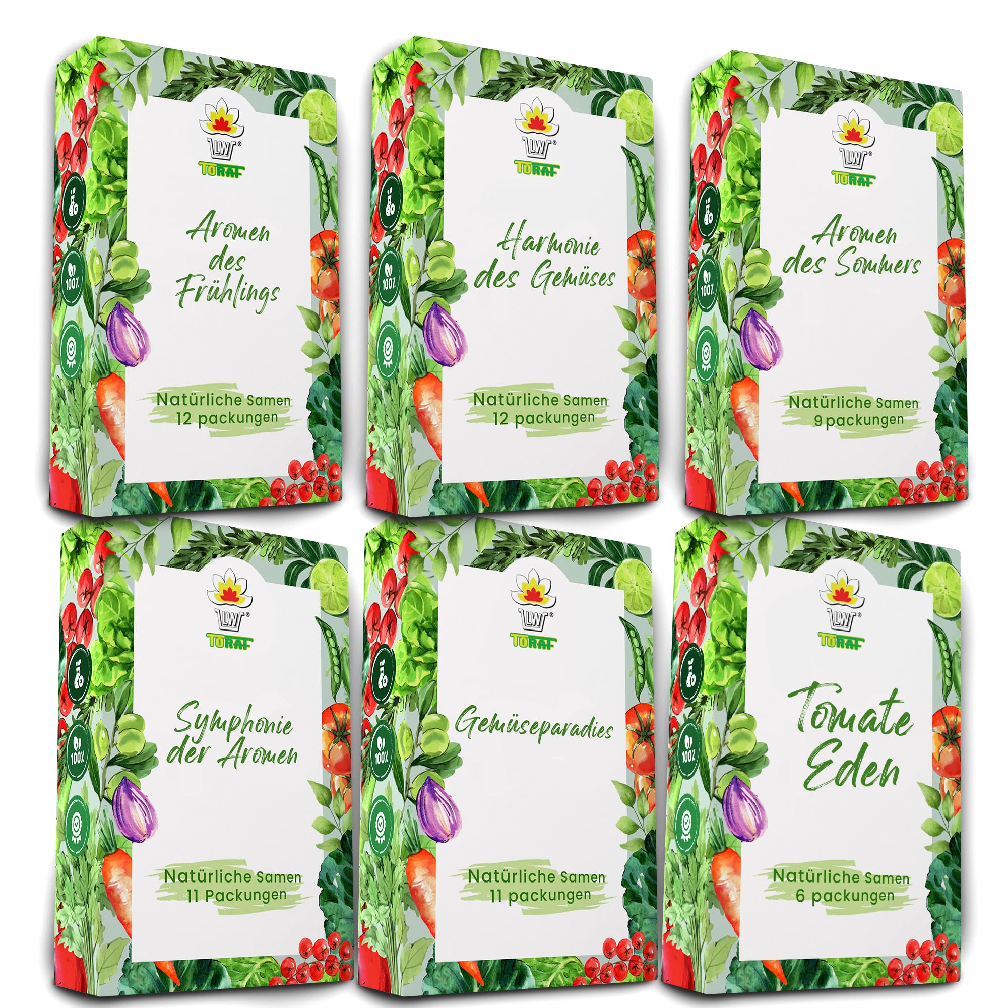Gemüse Samen Set 61 Premium Sorten Gemüse, Saatgut für Gewächshaus, Garten, Balkon, Küche, Hochbeet, verschiedene Tomatensorten, Kohl, Zucchini, Erdbeere, Anzuchtset Samen Gemüse Pflanzen