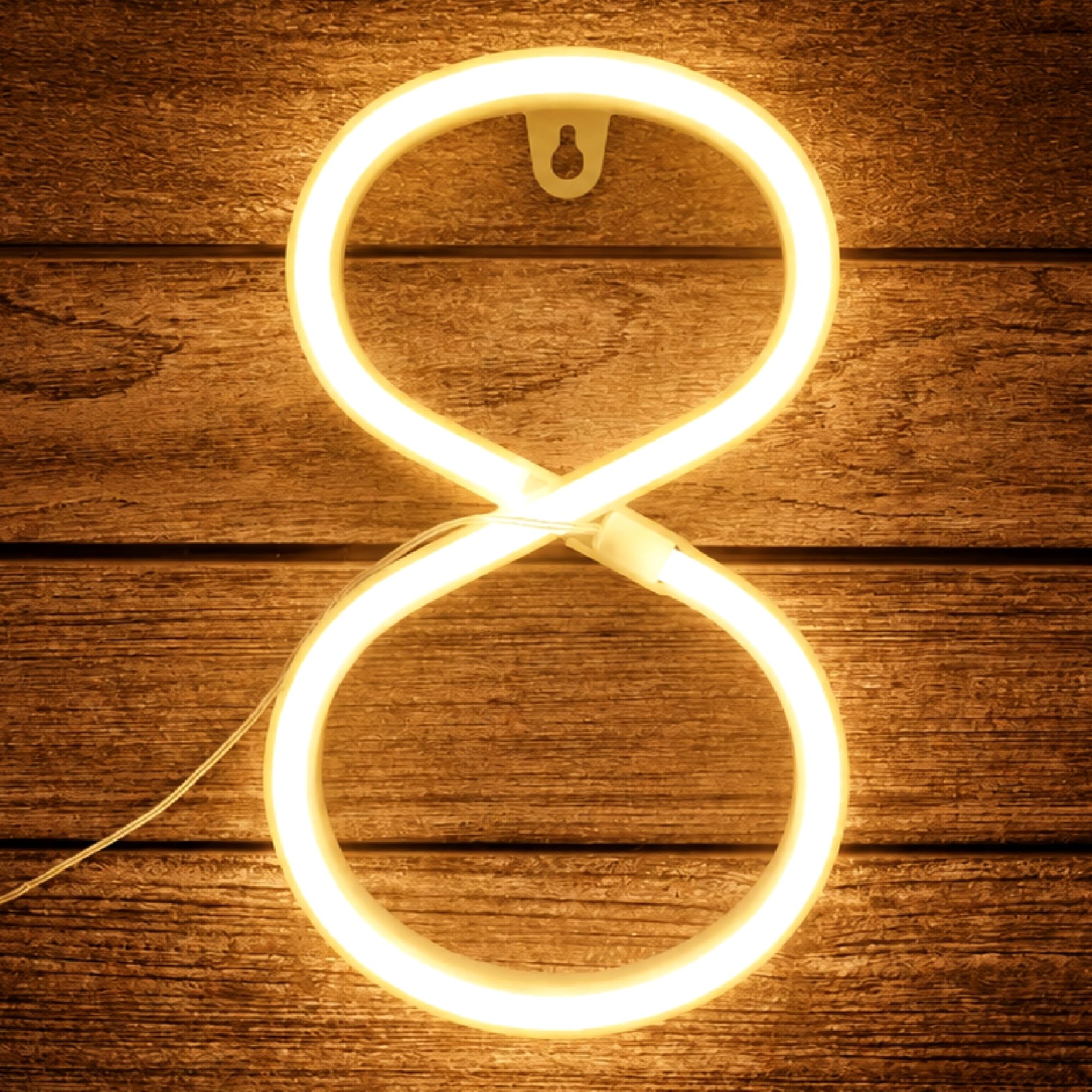 Number Neon Sign, 22cm Number 8 Neon Light, Warm White Number Light Sign for Birthday — image 1