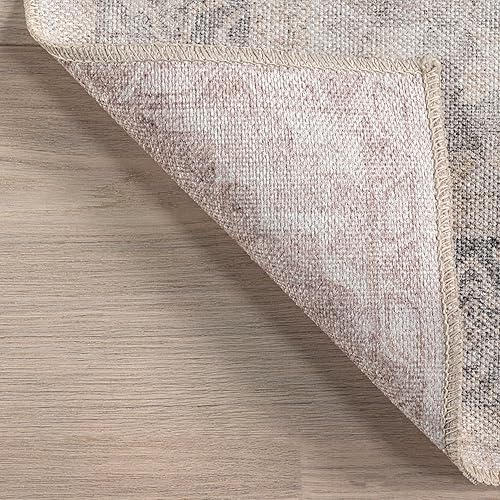 Miniatura 5 de nuLOOM Hadlee - Alfombra reversible envejecida lavable a máquina, 4 x 6 pies, color beige