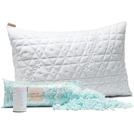 Phantoscope Shredded Memory Foam Pillow - Adjustable Cooling Pillow for Sleeping - Hypoallergenic Bed Pillow with Bamboo Cover for Side, Back, Stomach Sleepers , King Size
