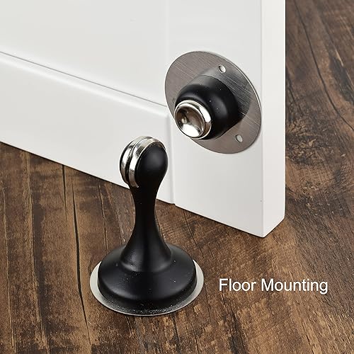 Miniatura 9 de Tope magnético de puerta de níquel cepillado, paquete de 6 topes magnéticos para puerta, sin necesidad de taladrar cinta adhesiva de doble cara 3M,