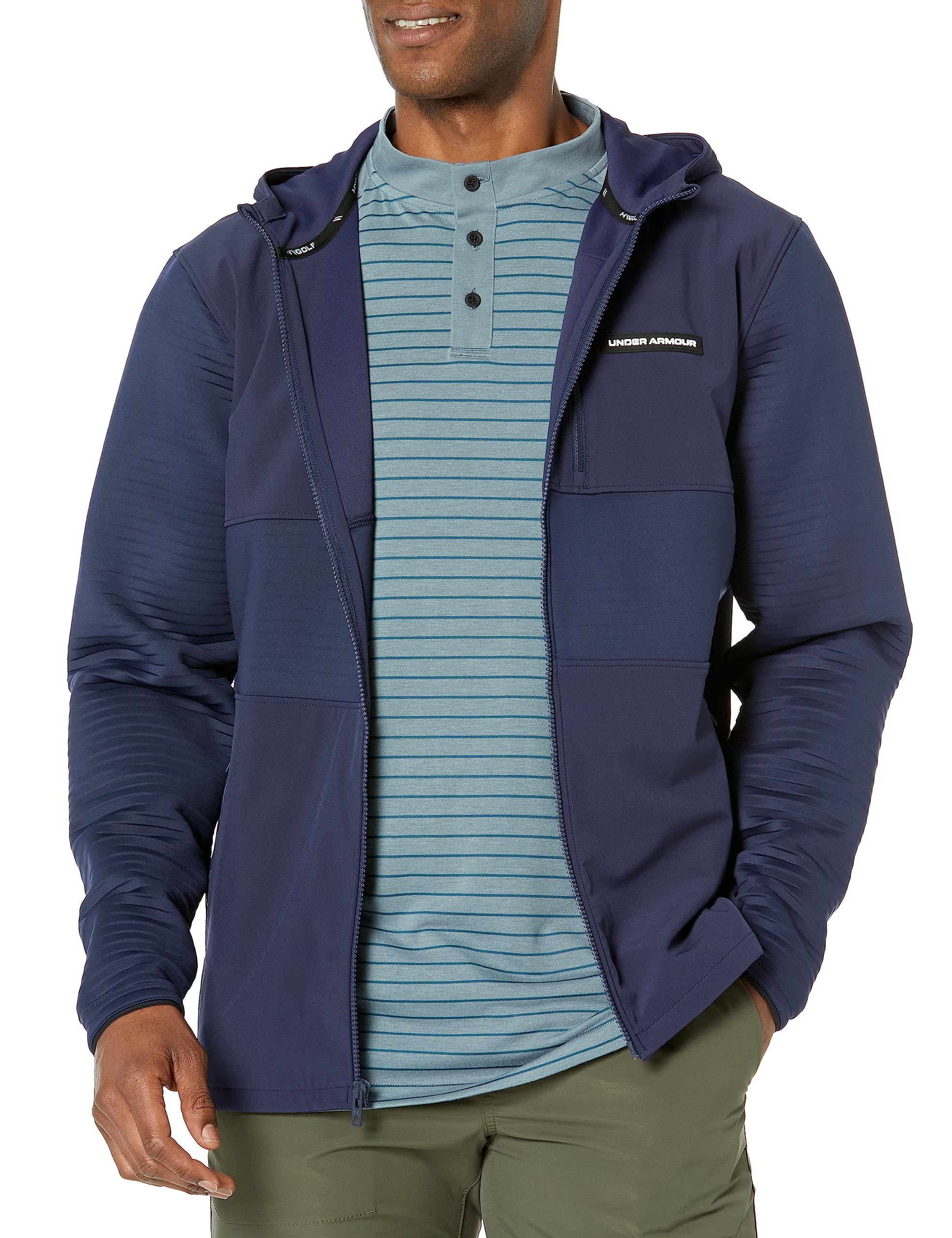 Under Armour Men's Storm Daytona Full Zip Golf Shirt, (410) Midnight Navy / / White, L