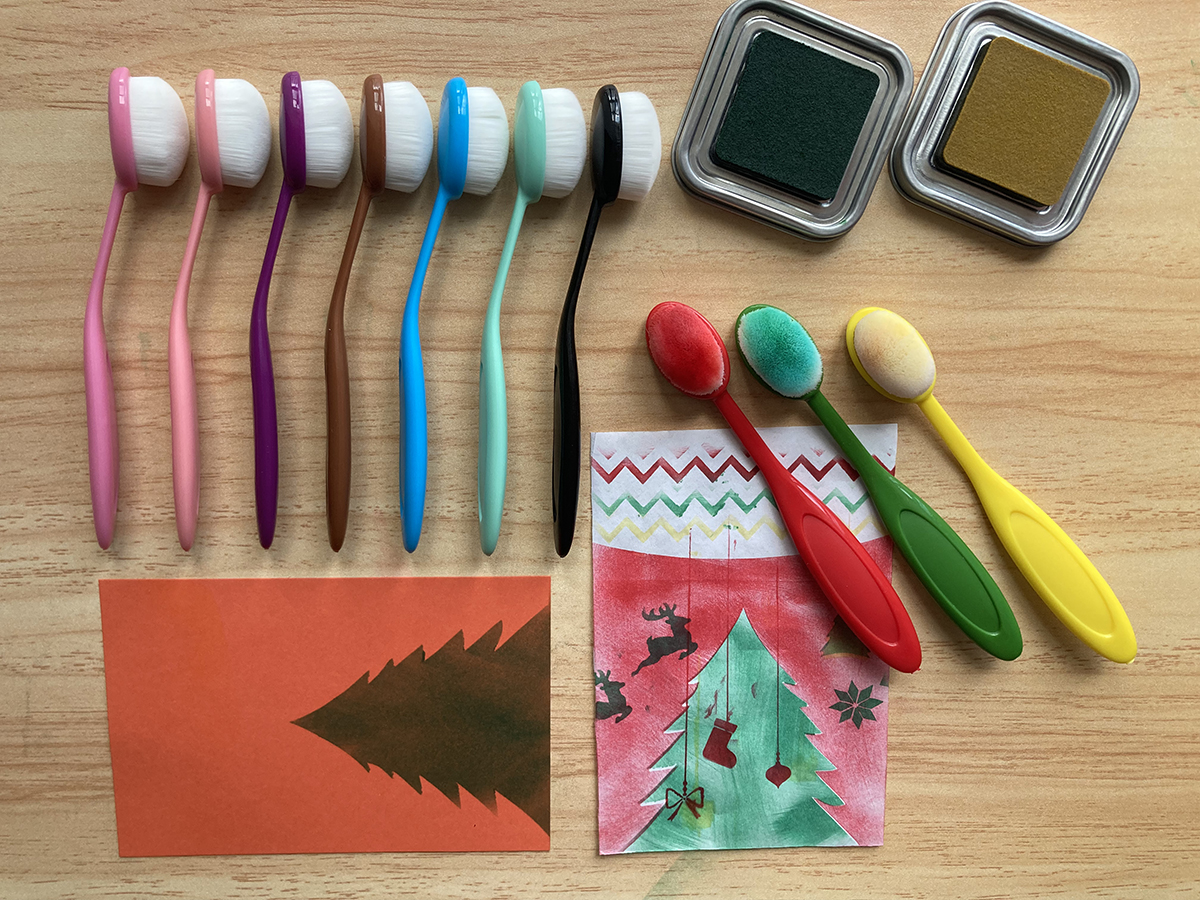 Brush Set 3PCS Mini Ink Paints Mixing Blending Brush Blending ToolsSmooth Blending Ink Painting Small Brushes Hand Tools For DIY Scrapbooking Paper Cards Making Small Blender - Foto 4