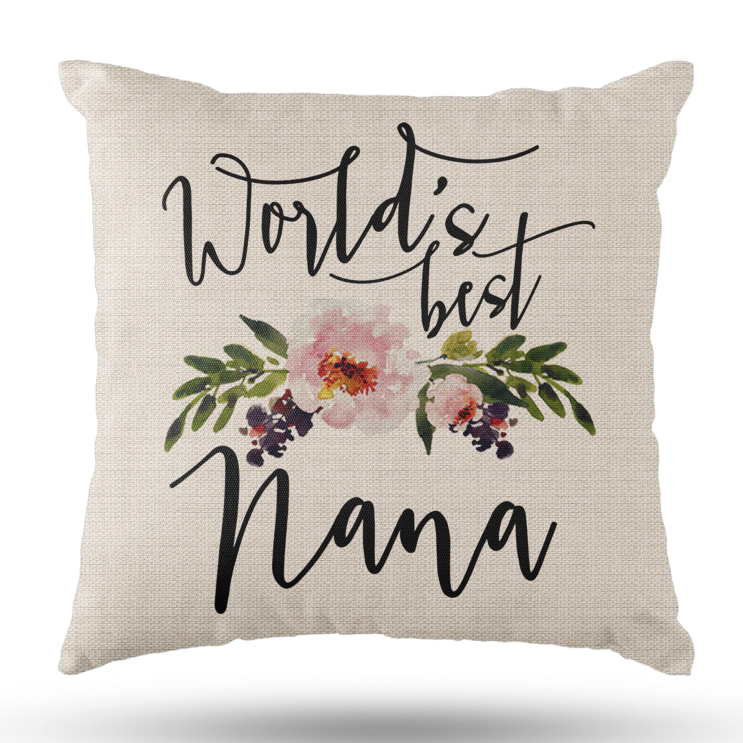 Nana Gifts Decorative Throw Pillow Case, World’s Best Nana Pillow Case, Gives for Nana Gifts, Nana Birthday Gifts, 18 x 18 inch Home Decor Cushion Cover