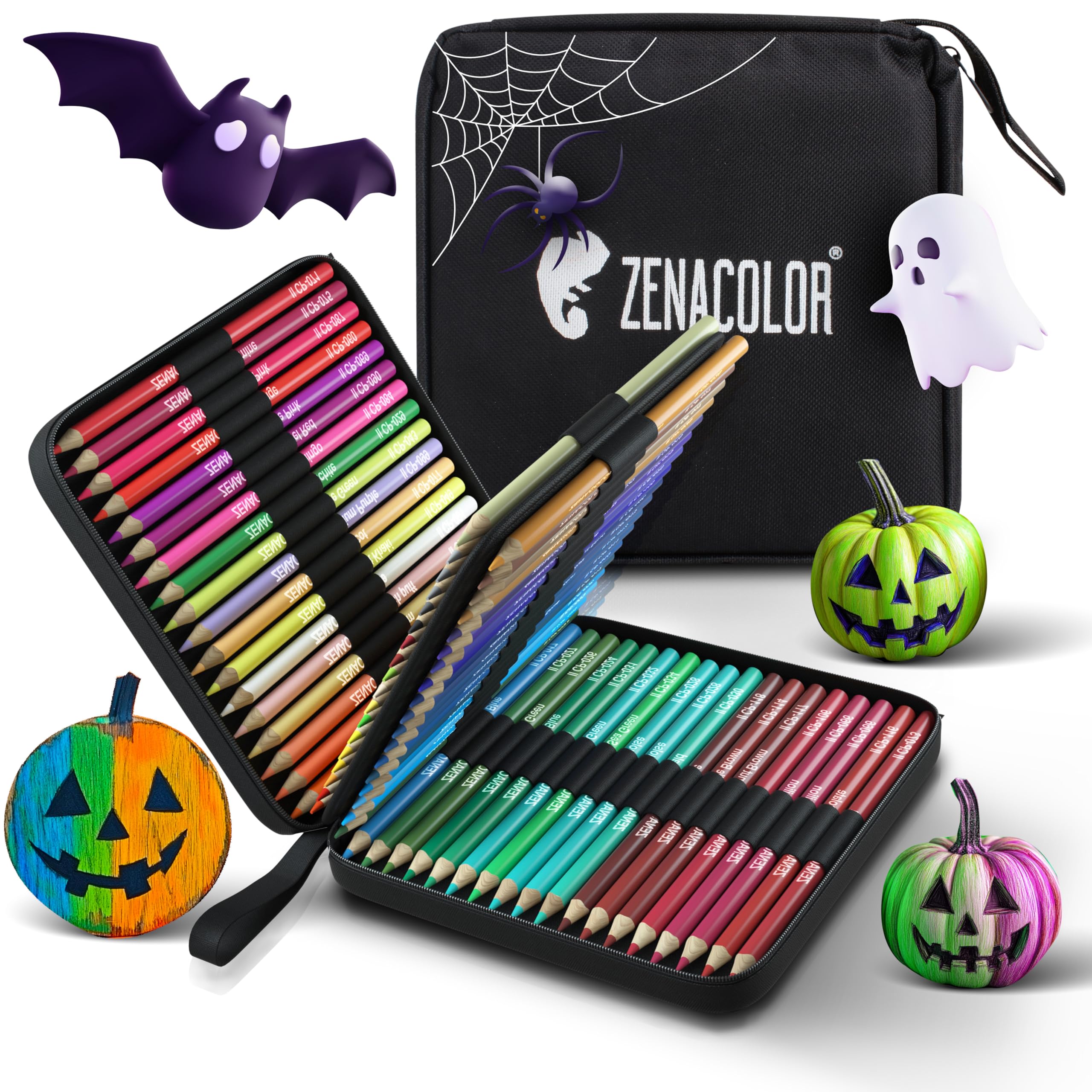 Zenacolor 72 - Lápiz de colores profesional, estuche de transporte, 72 lápices de colores, libro para colorear para niños y mandala, para adultos, lote de lápices de colores