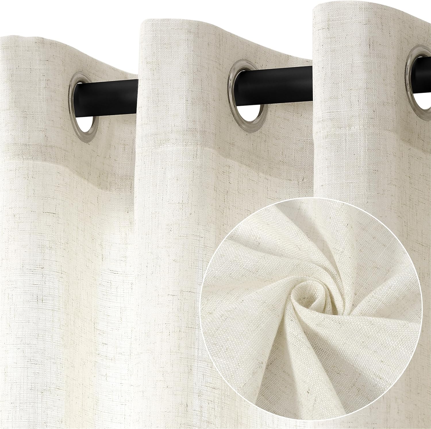 Natural Cream Linen Curtains 84 Inch Length 2 Panels for Living Room, Light Filtering Sheer Curtains 84 Inches, Modern Farmhouse Grommet Semi Sheer Soft Privacy Drapes 40 Wide Natural 40"W x 84"L (Pack of 2)