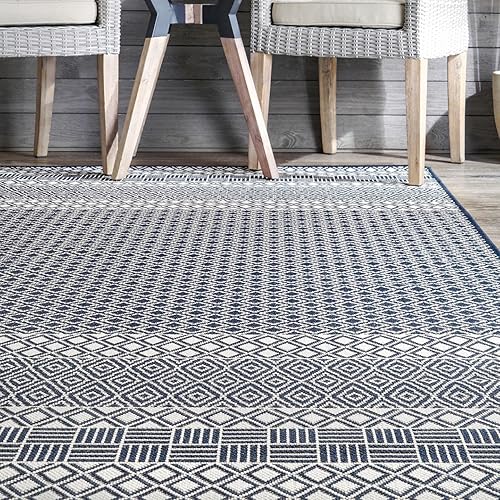 Miniatura 4 de nuLOOM Tilly - Alfombra a rayas para interiores y exteriores, 5 x 8, azul