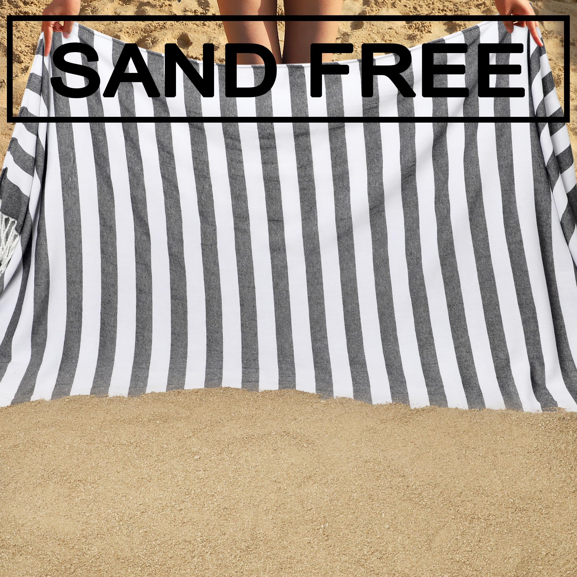 Dlebay Beach Towel 2 Pack - Oversized 39"x72", Sand-Free, Quick-Dry Turkish Cotton - View #7