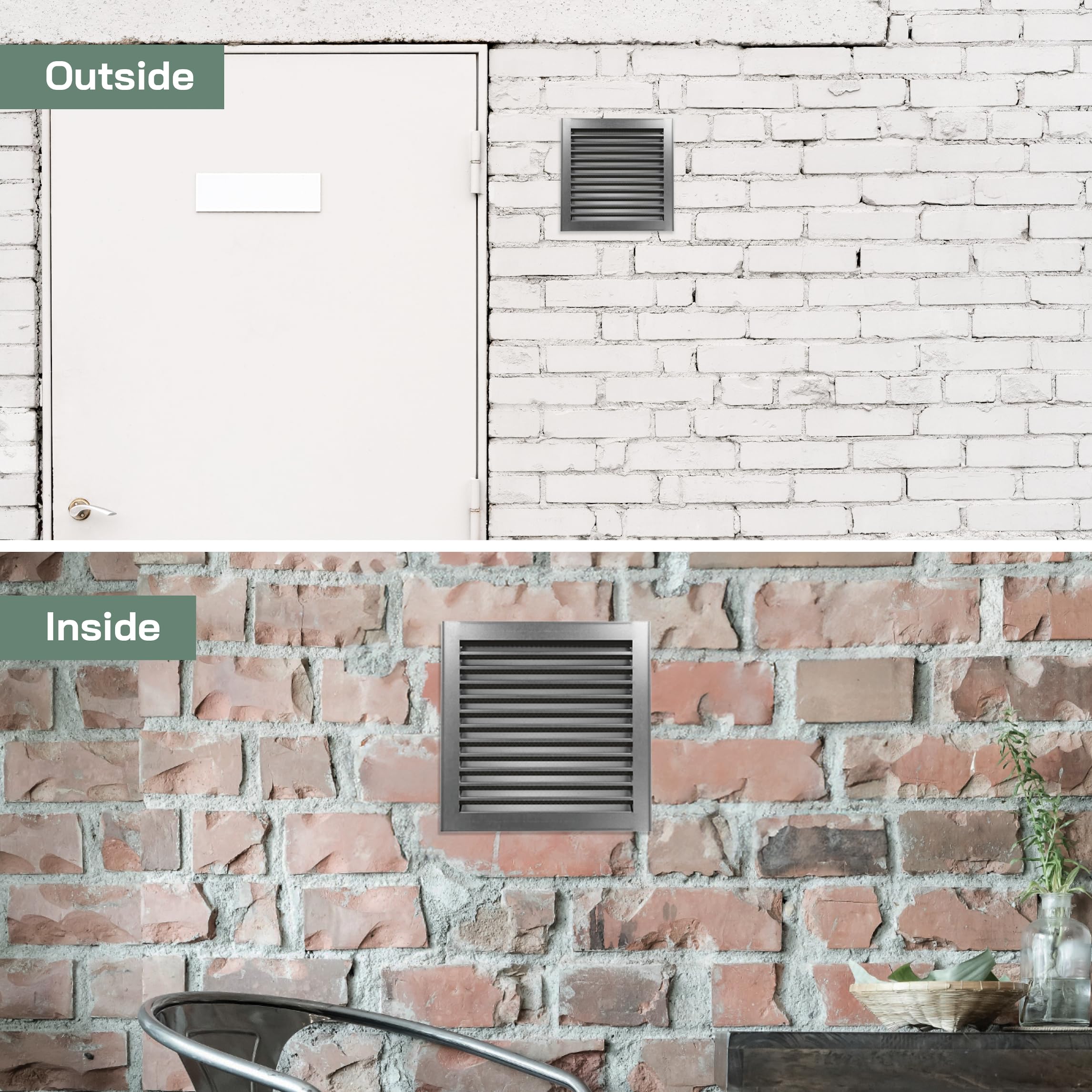 Vent Systems Grille d'aération carrée de 30,5 x 30,5 cm – Persienne d'aération – Grille d'aération – Grille d'aération intégrée – Évents CVC pour une utilisation extérieure, bureau à domicile, cuisine