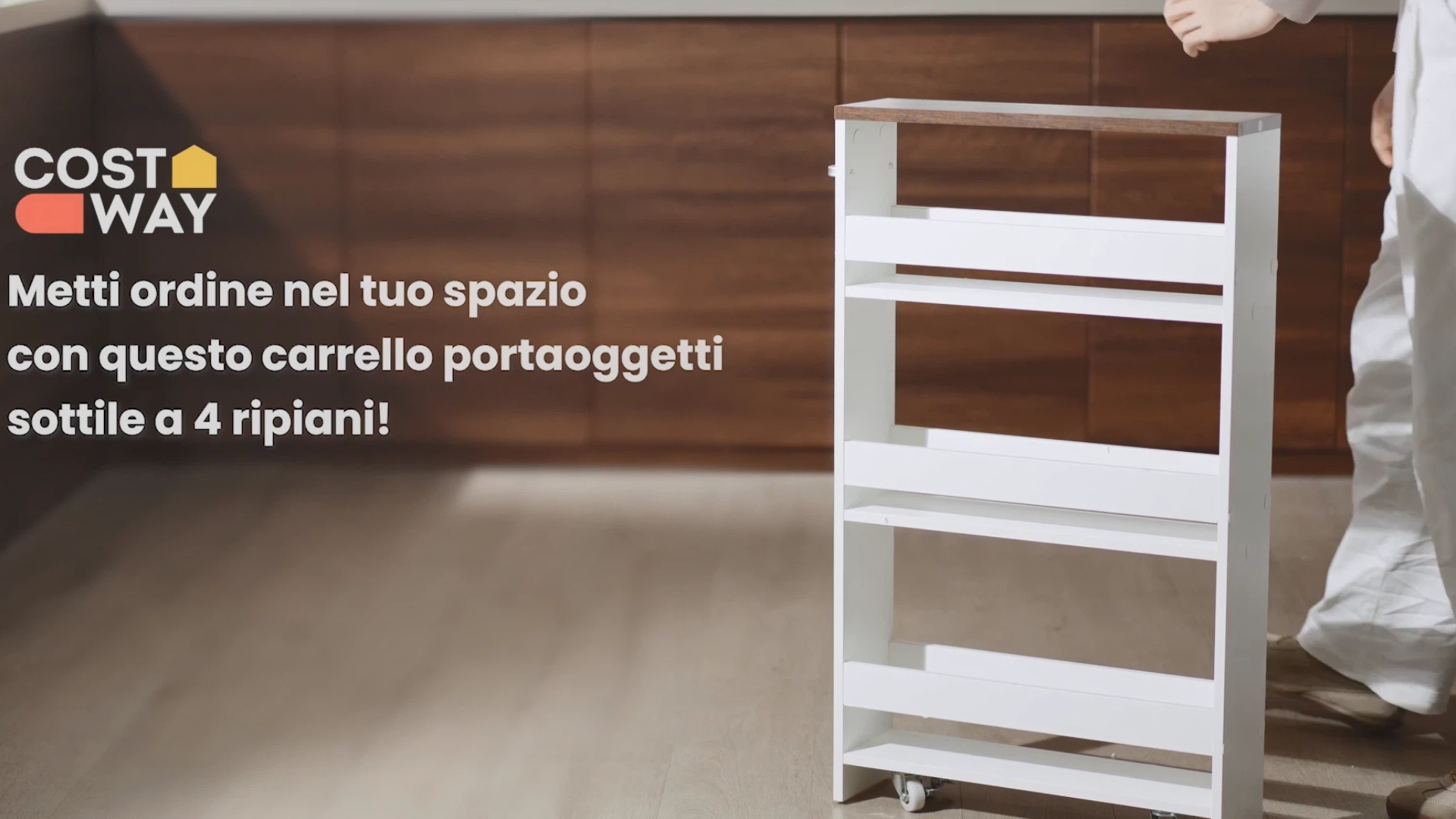 Carrello Portaoggetti Sottile Da 10 Cm, 3 Ripiani, Mobile Stretto Con Ruote Per Cucina E Bagno, Bianco, Per Spazi Stretti E Fessure - 4