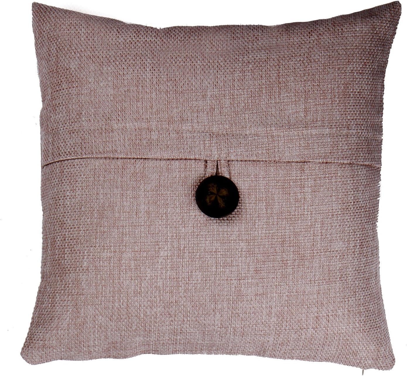 Loft Collection Bold Button Decorative Pillow Replacement Cover, Khaki