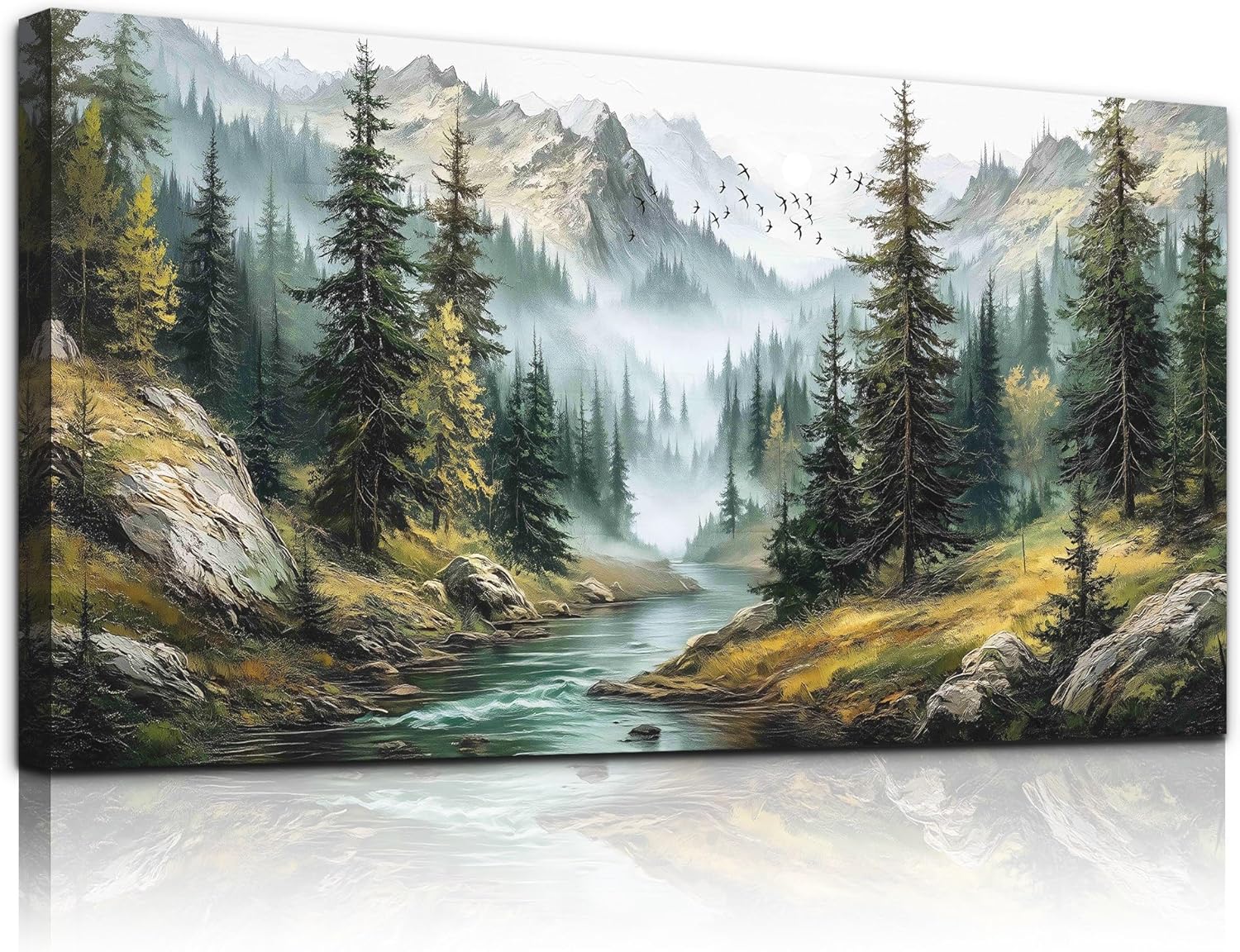 WLWBINTING Canvas Wall Art For Living Room Modern Farmhouse Decor For Bedroom Office Nature Landscape Wall Art Forest Painting Aesthetic Artwork Wall Decor Ready To Hang Wall Picture Home Decor 20x40