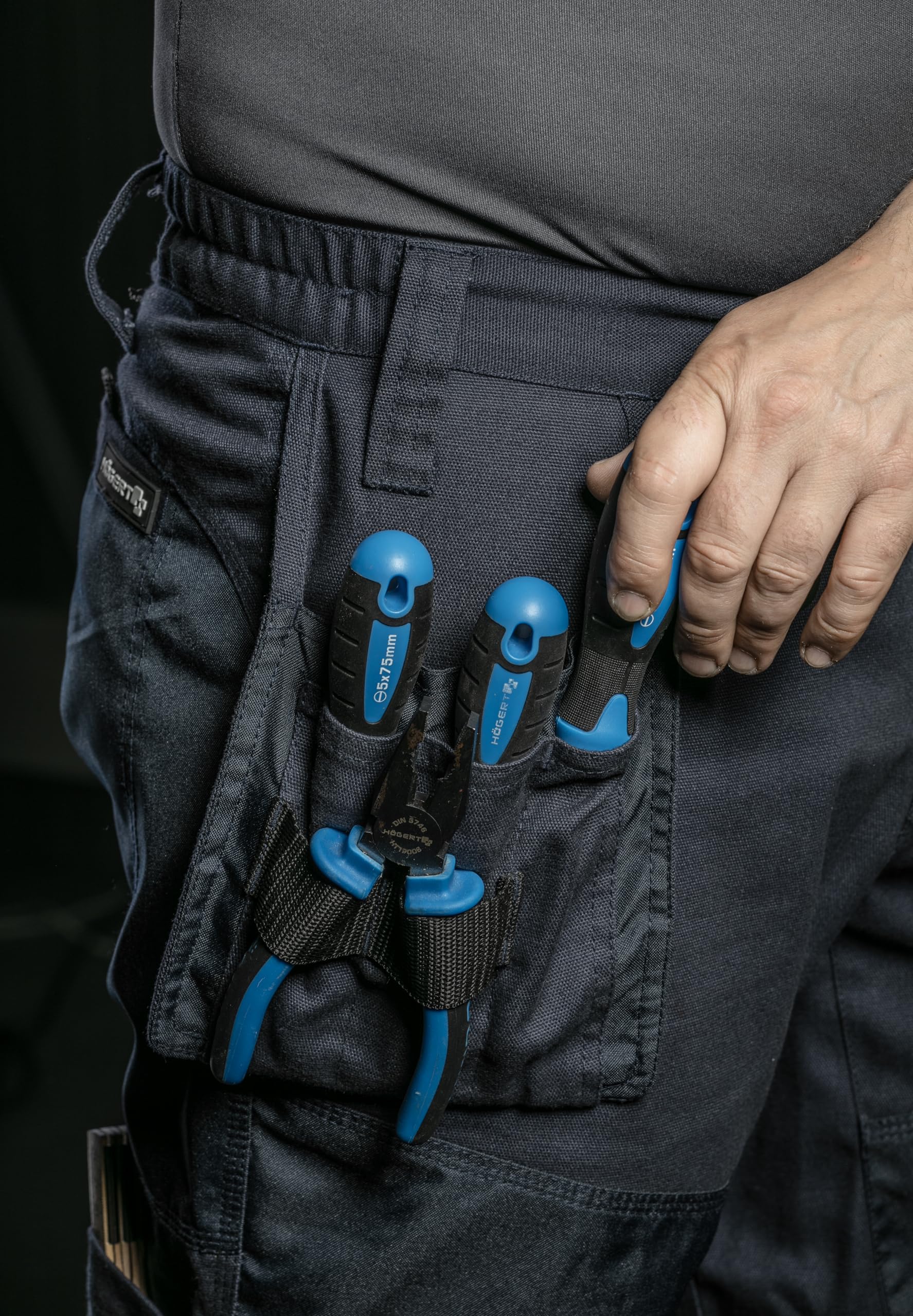 Högert Nekar - Pantalones de Trabajo con Bolsillos para Herramientas, Color Azul o Negro, Negro, XXXL