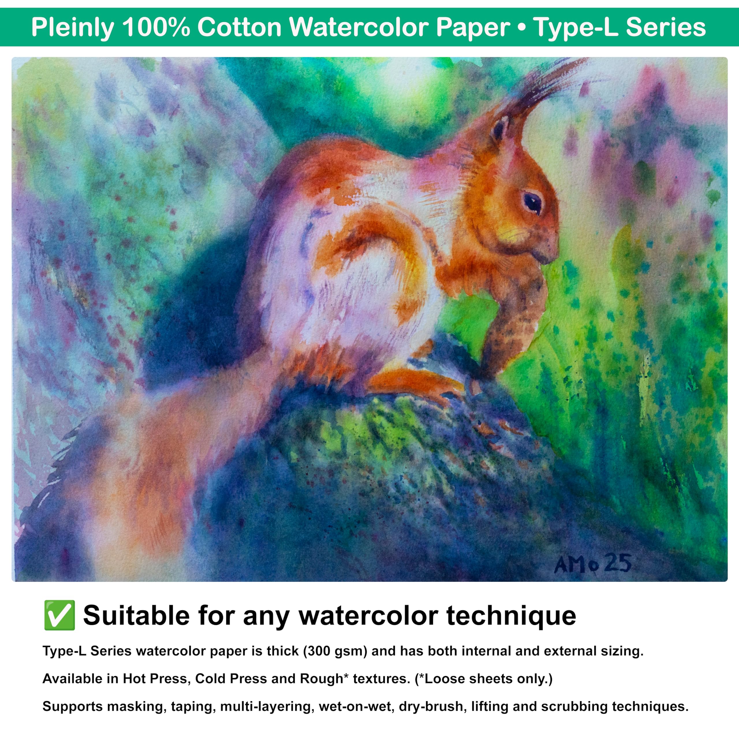 2 cuadernos de bocetos PLEINLY de acuarela 100% algodón HP y CP, papel tipo L, tamaño grande de 8 x 12 pulgadas, 140 libras/300 g/m², 2 x 52 páginas, vertical, cabe en un soporte de panel húmedo, tapa