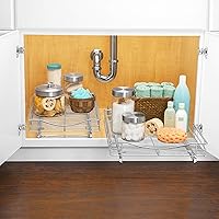 Vista 9 de LYNK PROFESSIONAL® Pull Out Cabinet Organizer, 11" x 21" Slide Out Drawers for Kitchen Cabinets - Sliding Pull-Out Pantry Shelves – Home Shelf Cromo