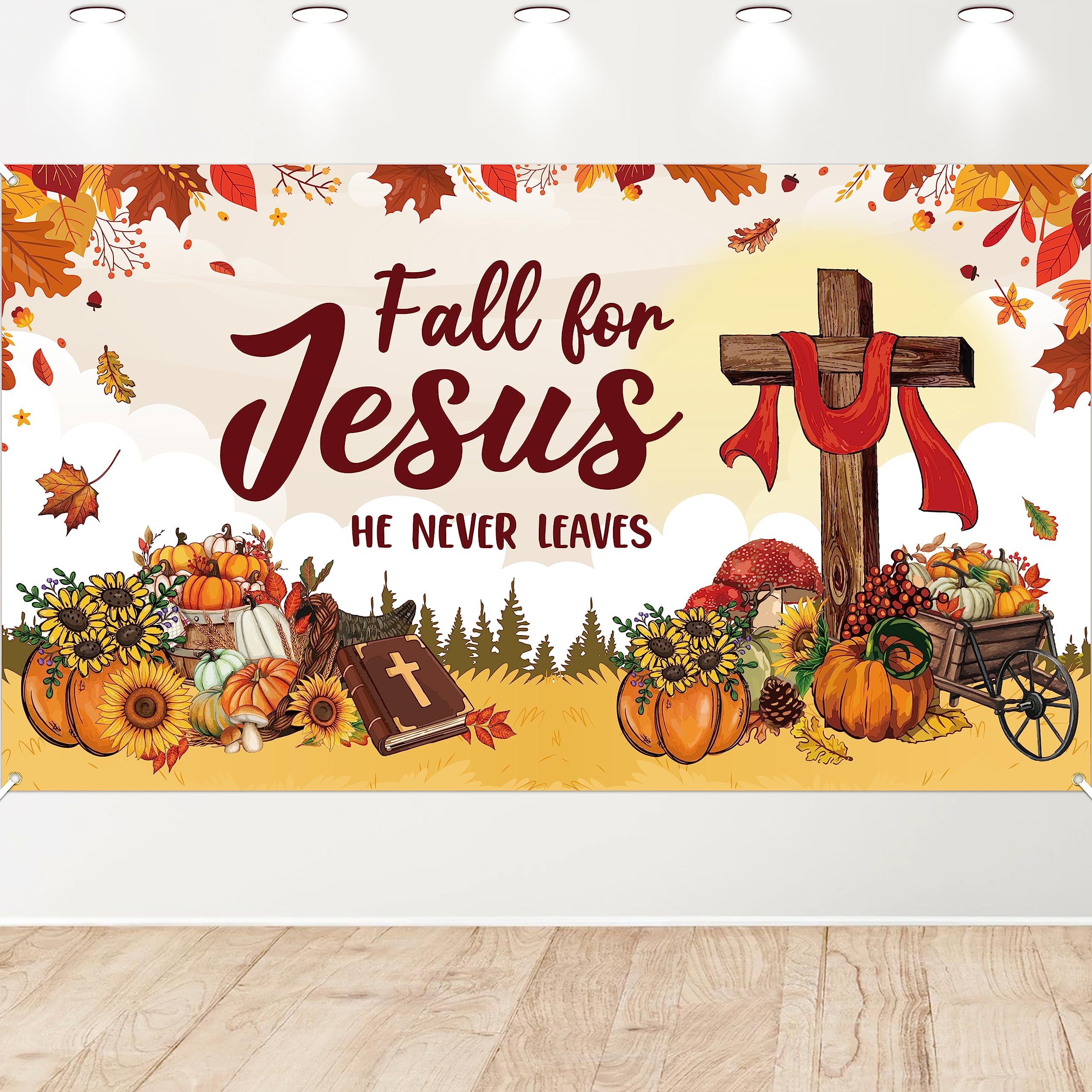 Balgardekor Fall For Jesus He Never Leaves Drapeau De Jardin Vertical Double Face Pour Camion Rouge Automne Cour Décoration Extérieure 31,8 X 45,7 Cm (camion Rouge