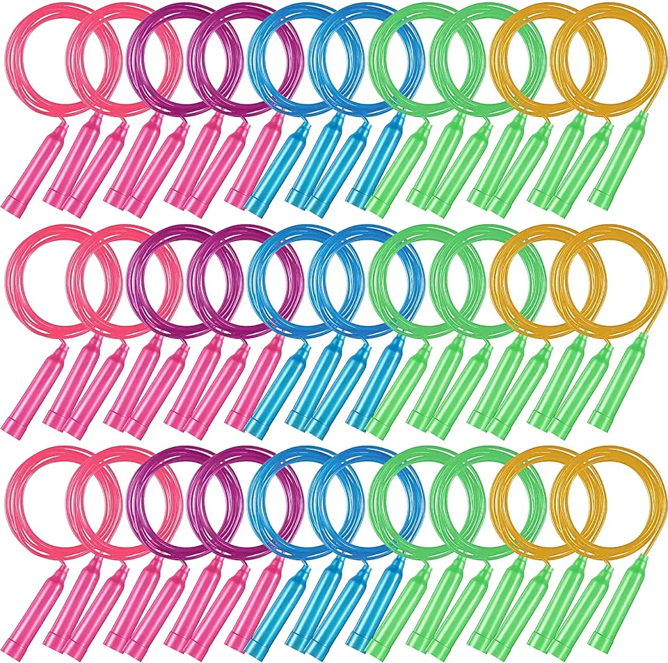 30 Pcs Jump Ropes for Kids Bulk Colorful Plastic Jump Ropes 7.5 ft Adjustable Skipping Rope for Boys Girls, Outdoor Fun Activity Birthday Party Favor
