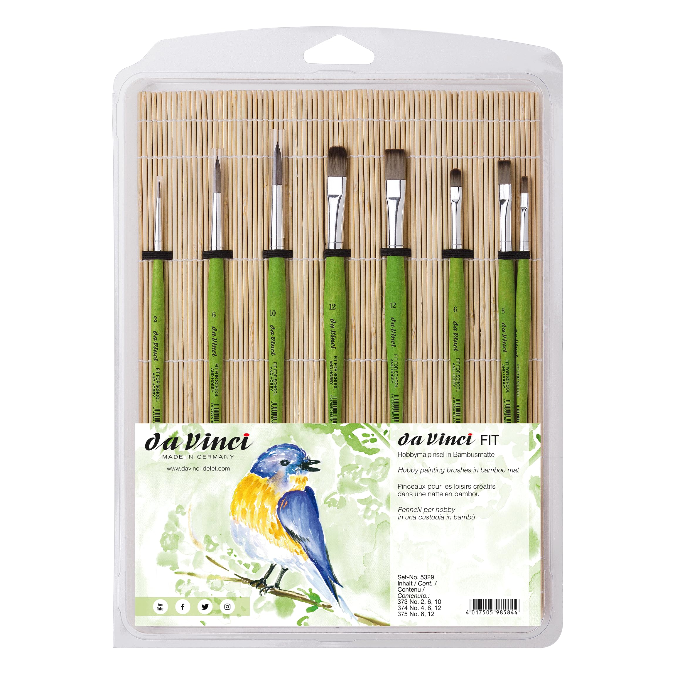 Da Vinci FIT 5329 Hobby and School Painting Brush in Matte Short Handled Green