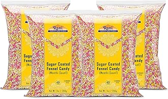 Rani Sugar Coated Fennel Candy 7oz 200g (Pack of 4, 28oz/800g total) ~ Indian After Meal Digestive Treat | Vegan | Gluten Friendly | NON-GMO | Kosher | Indian Origin
